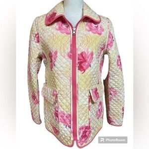 Esprit Outerwear Reversible Spring Zippered Quilted Jacket Floral Small NWOT